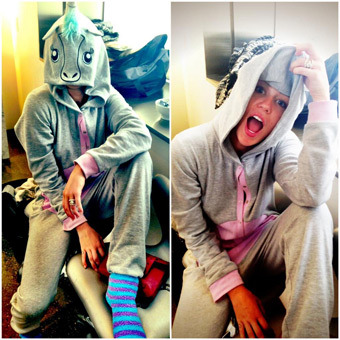 Twitter Pic! Miley Cyrus Wears Engagement Ring… and a Onesie