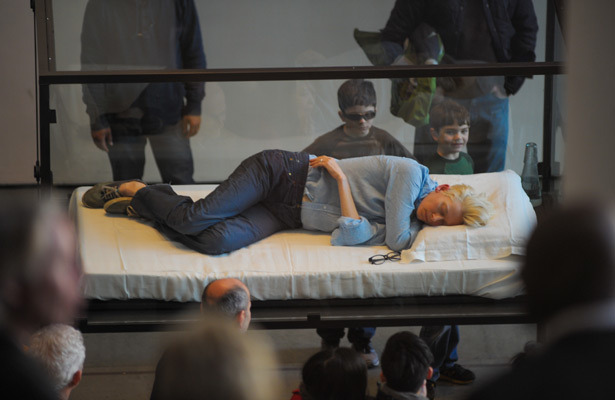 Actress Tilda Swinton Sleeps in Box for Art Installation