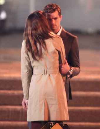 Pics from the ‘Fifty Shades of Grey’ Set: Anastasia Kisses Christian!