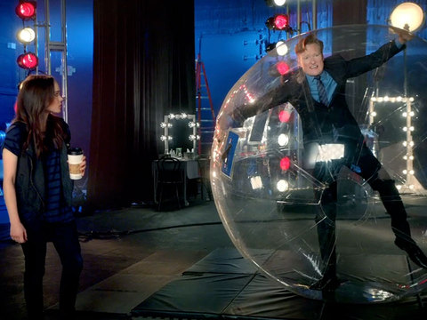 Conan O'Brien Gets Ready for 'MTV Movie Awards' with Ellen Page and... a Hamster Ball?
