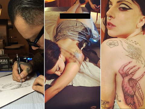 See Lady Gaga's Booty-Baring Pic As She Gets New Little Monsters Tattoo
