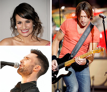 Getty Images lea michelle and keith urban and maroon 5